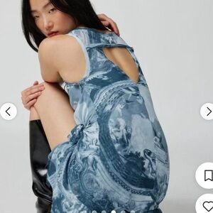 🦋 Urban Outfitters Blue Andy Asymmetrical Midi Dress Size Medium NWT 🦋